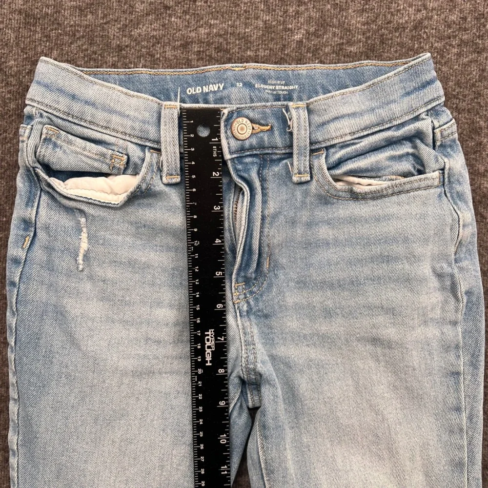 Old Navy Girls High Rise Slouchy Flare boot Distressed Light Wash Jeans Size 12